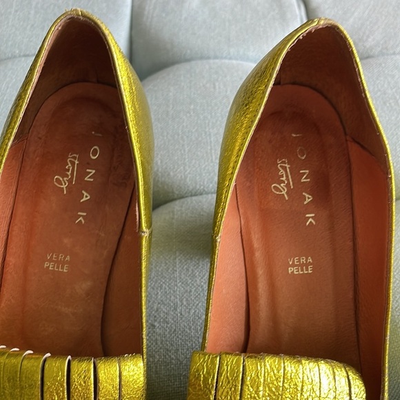 Jonak Story Yellow Metallic Block Heels - Picture 4 of 16